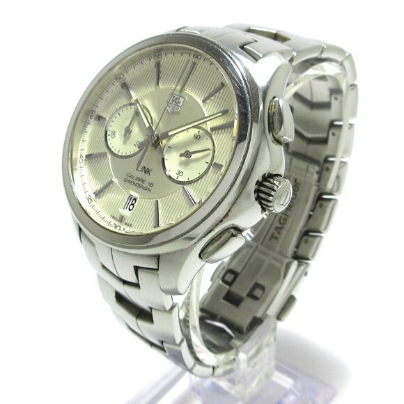 Auth TAG Heuer Link Chronograph Silver Men's Wrist Watch